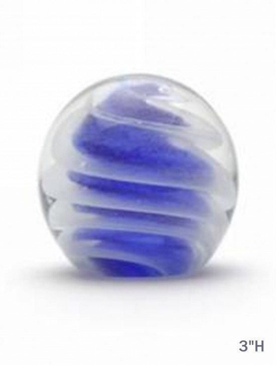 Glass Blue Swirl Paperweight